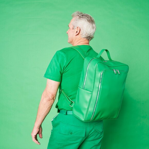 GREEN BACKPACK MONOCHROME VEGAN LEATHER - Picture 7 of 16